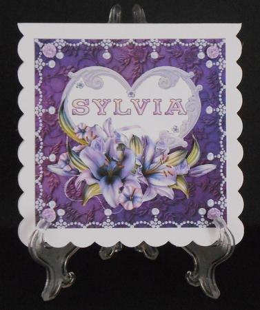 8 x 8 Lily Names a - Z 'sylvia' Decoupage Card Topper by Joan Prince