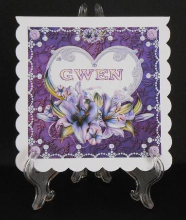 8 x 8 Lily Names a - Z - 'gwen' Decoupage Card Topper by Joan Prince