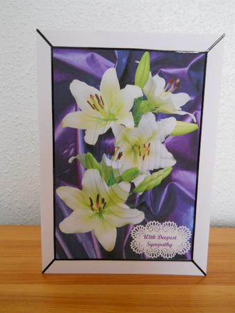 White Lilies on Purple Silk - with Deepest Sympathy Card by Joan Prince