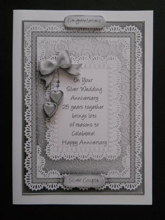 A5 Silver Wedding Anniversary Quick Card with 3D Decoupage by Joan Prince