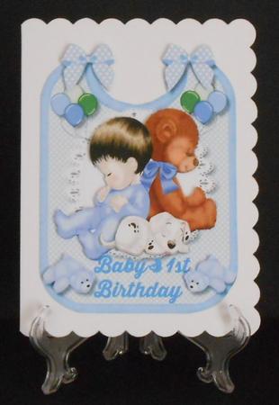 Baby Boys 1st Birthday on a Bib by Joan Prince