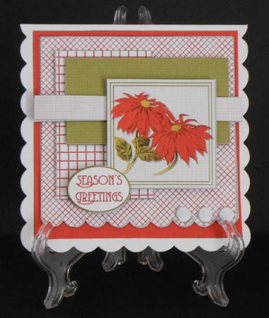 Scallop Pearl Sketch Card - Red Poinsettia by Joan Prince
