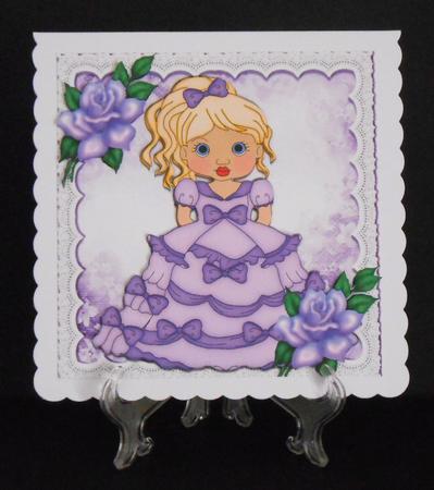 As Pretty as a Picture All Dressed in Purple with Roses 8x8 by Joan Prince