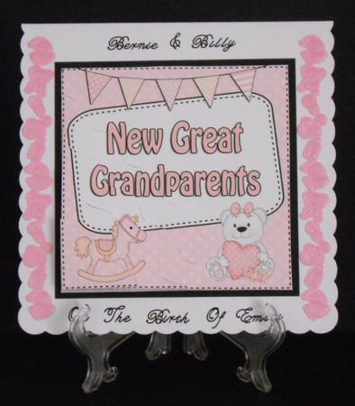 New Baby Girl Great Grandparents Wavy Corner Stac by Joan Prince