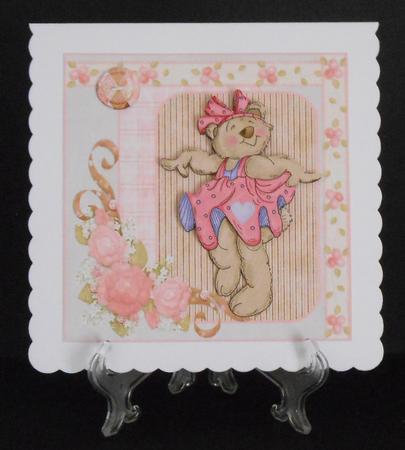 Dancing Bear Card with Decoupage by Joan Prince