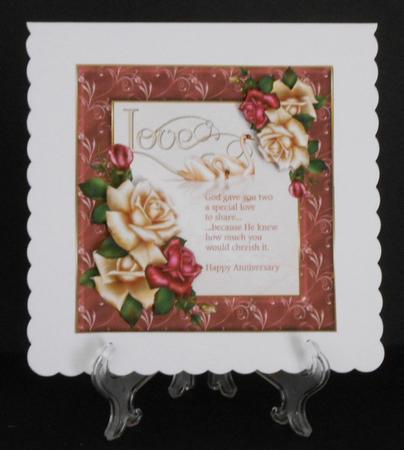 Swans of Love 7x7 Card with Roses and Verse by Joan Prince