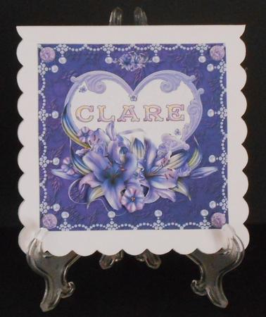 8 x 8 Lily Names a - Z - 'clare' Decoupage Card Topper by Joan Prince