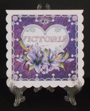 8 x 8 Lily Names a - Z 'victoria' Decoupage Card Topper by Joan Prince