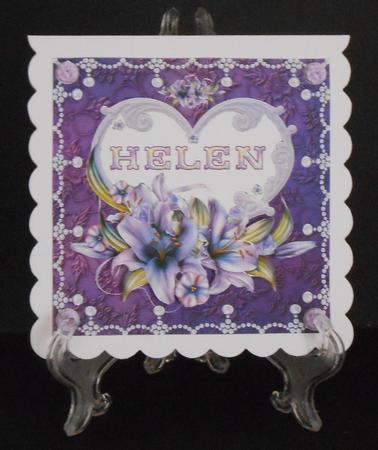 8 x 8 Lily Names a - Z 'helen' Decoupage Card Topper by Joan Prince