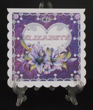 8 x 8 Lily Names a - Z 'elizabeth' Decoupage Card Topper by Joan Prince