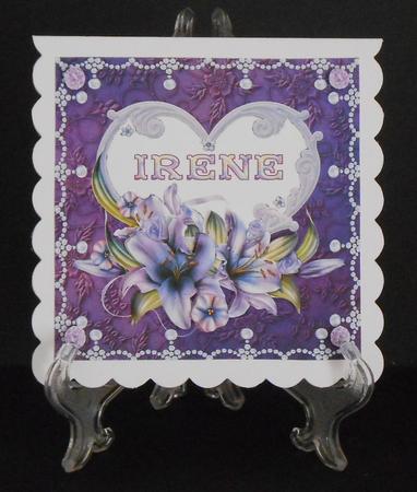 8 x 8 Lily Names a - Z - 'irene' Decoupage Card Topper by Joan Prince