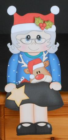 3D on the Shelf Card Kit - Christmas Jumper Old Lady by Joan Prince