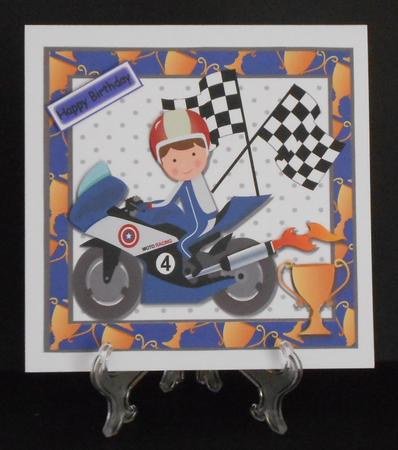Boy on Blue Motorbike 8x8 by Joan Prince