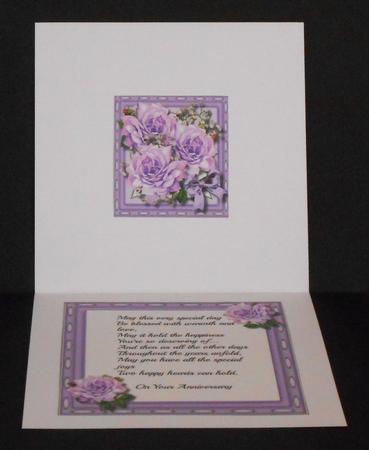 Incert ,with Verse and Lilac Roses  by Joan Prince