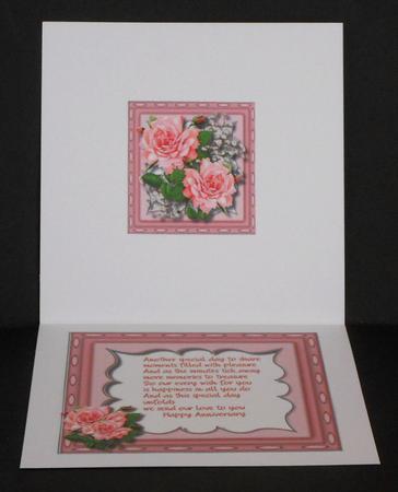 Incert , with Verse and Stunning Pink Roses ( Anniversary ) by Joan Prince