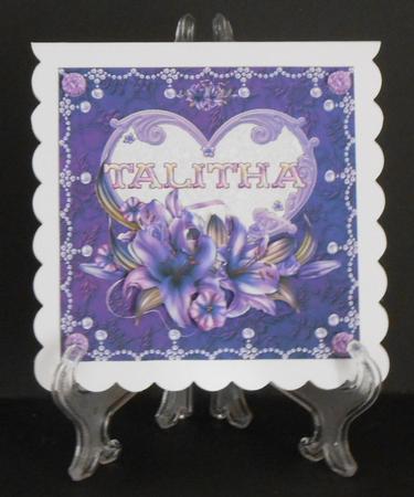 8 x 8 Lily Names a - Z - TALITHA Decoupage Card Topper by Joan Prince