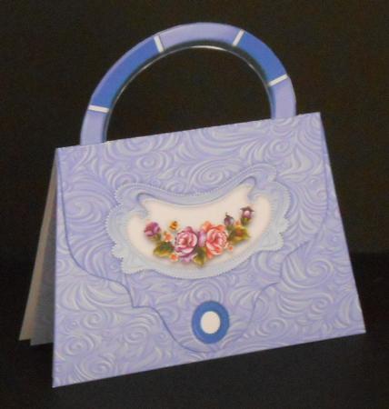 Blue Faux Embossed Designer Handbag Card Kit Insert & Verse by Joan Prince