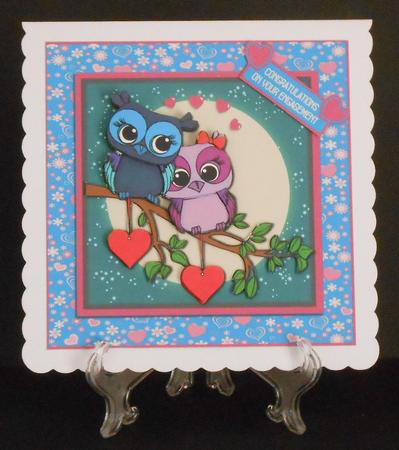 Couple of Owls 7.5" x 7.5" Card Front Minikit by Joan Prince