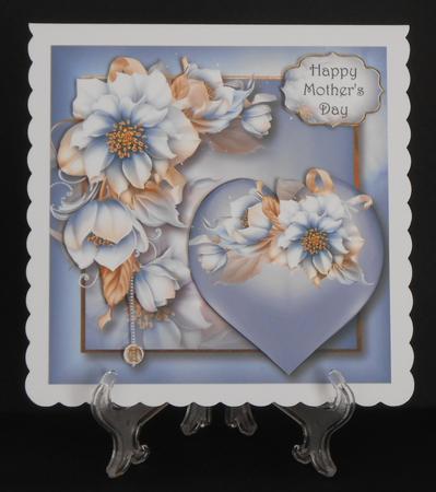 Hearts & Flowers - Beautiful Blue 8x8 Quick Topper by Joan Prince