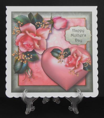 Hearts & Flowers - Pink Roses 8x8 Quick Topper by Joan Prince