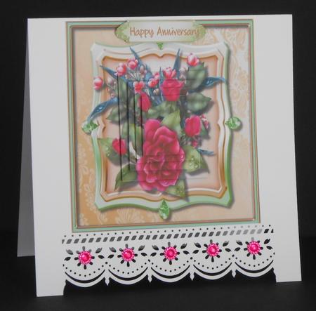 Lovely Red Roses in a Green Frame ,pyramid by Joan Prince