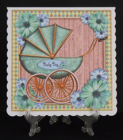 Beautiful Aqua Pram 8x8 by Joan Prince