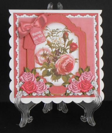 Pink Roses Wish You Well 6in Floral Step by Step by Joan Prince