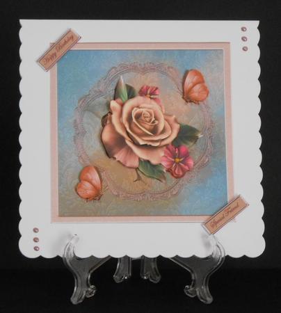 Romantic Rose 7x7 Card with Decoupage by Joan Prince