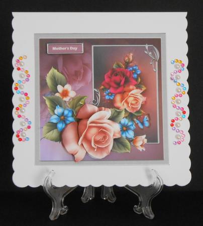Summer Rose 7x7 Card with Decoupage by Joan Prince