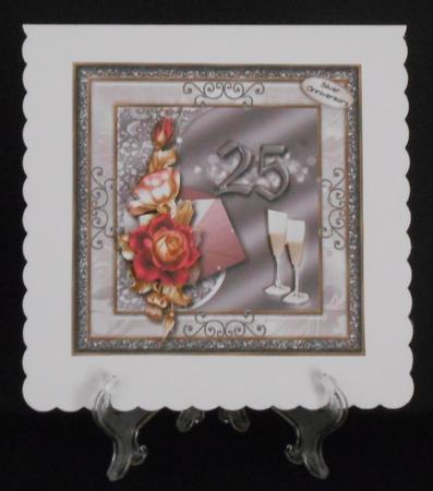 25th Silver Anniversary Card Topper by Joan Prince