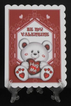 Hug Me Bear White Card Front by Joan Prince
