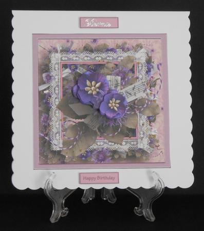 Violets 7x7 Card with Decoupage by Joan Prince