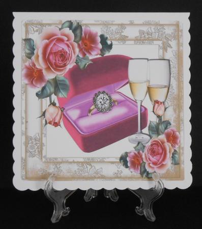Bling! Bling! a Diamond Ring, with Cascading Pink Roses 8x8 by Joan Prince
