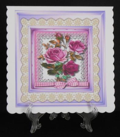 Lovely Lilac Roses on Lace by Joan Prince