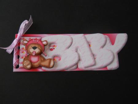 New Baby Girl Bear Word Book Sheet by Joan Prince