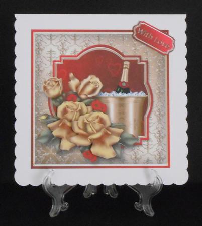 Champagne and Gold Decoupage Card Front by Joan Prince