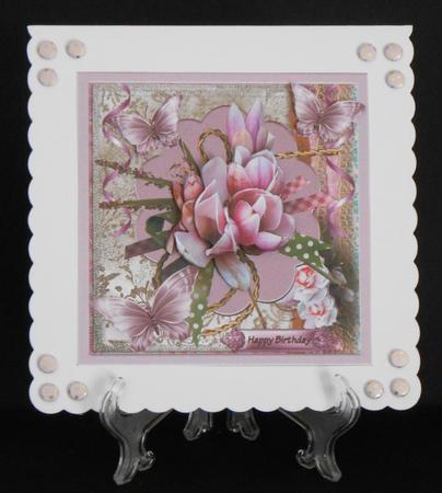 Lotus Flower 7x7 Card with Decoupage by Joan Prince