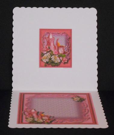 Pink Incert with Tea Set and Roses  by Joan Prince