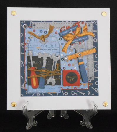 It's a Mans World Tools Galore 7x7 Card with Decoupage by Joan Prince