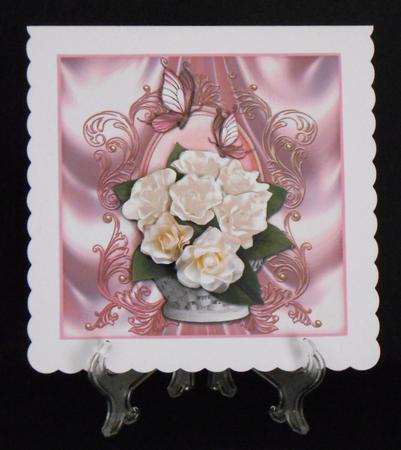 Basket of White Roses Large Card Kit by Joan Prince
