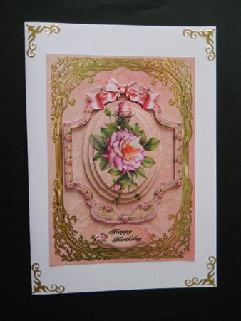 Pink Rose and Gold Frame by Joan Prince