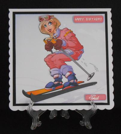 Skier Dudess 8x8 Quick Card by Joan Prince