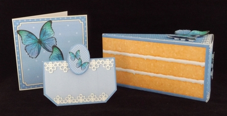 3D Pretty Butterflies Cake Slice Treat Box Gift Set Mini Kit by Lady Rosemary Warboys