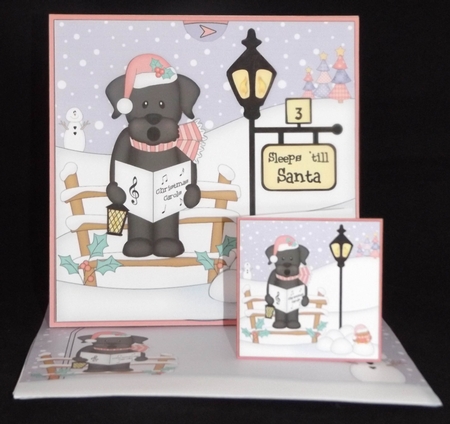 3D Little Christmas Dog Chip Till Santa Countdown Card by Lady Rosemary Warboys