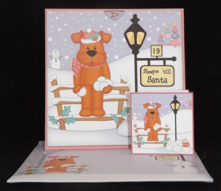 3D Christmas Rusty Dog Sleeps Till Santa Countdown Card by Lady Rosemary Warboys