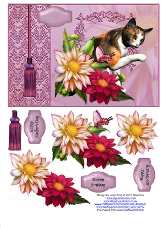 Calico Cat Poser Graphics by Lady Rosemary Warboys