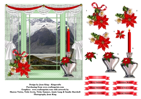 Poinsettia and Bow Decoupage by Lady Rosemary Warboys