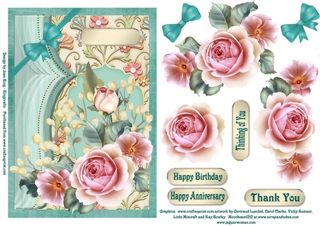 pretty corner bows thin border fit 8x8 (set two) by Lady Rosemary Warboys