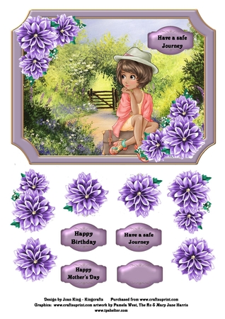 Springtime Walk  Original art for Designer resource or Card topper by Lady Rosemary Warboys