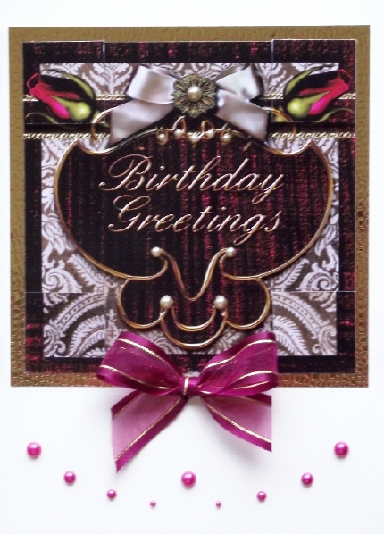 Double Plum Roses Birthday 8in Picture Topper by Lady Rosemary Warboys
